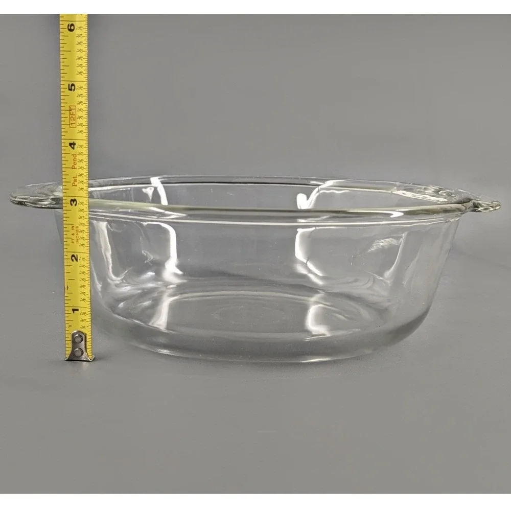 Fire-King Clear Glass Round Casserole Dish 443 Oven Proof Made in USA 1.5 Qt